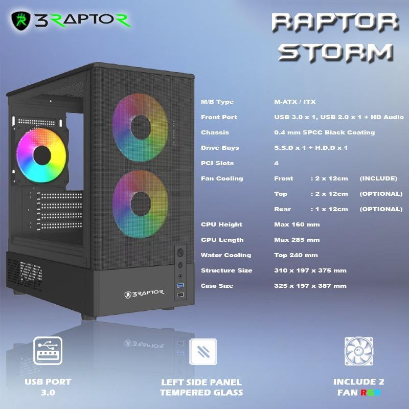 Jual Casing Gaming RAPTOR STORM M-ATX/ITX + Port USB 3.0 | Support ...