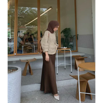 Satin Skirt Rok Satin Panjang Premium Satin Long Skirt Rok Satin Maxi Rok Duyung Satin Flo
