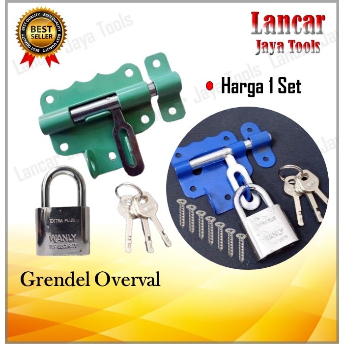 Jual GRENDEL OVERVAL WARNA 2 inci GRENDEL KUNCI 70MM SELOT GEMBOK ...