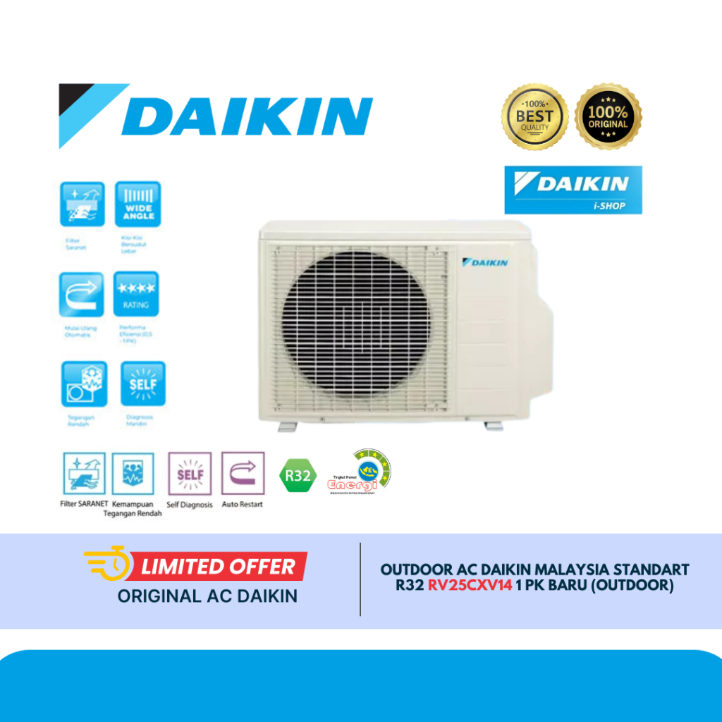 Jual Outdoor AC Daikin Malaysia Standart R32 RV25CXV14 1 PK BARU ...