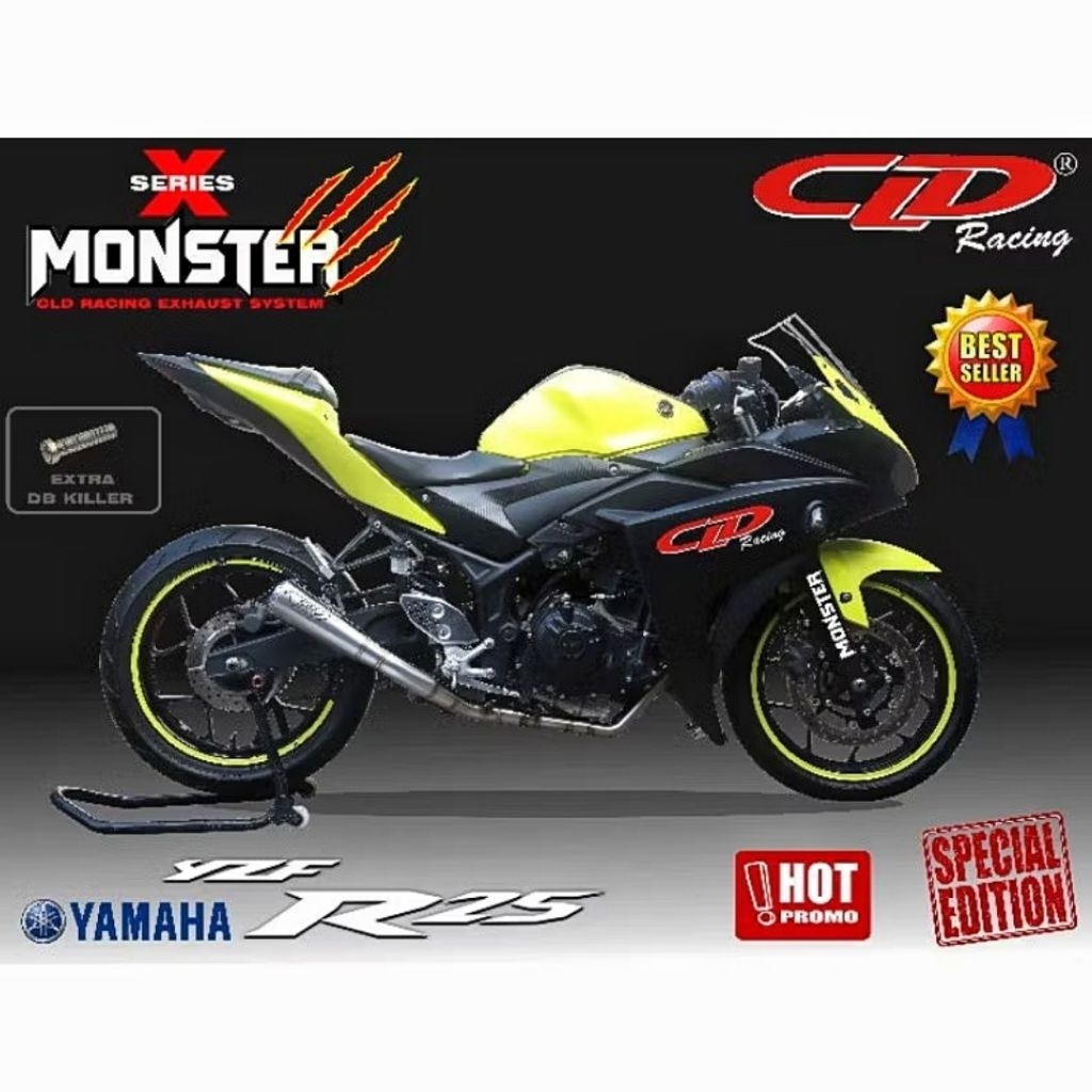 Jual Knalpot Racing CLD Yamaha R25 / MT25 type Shark Series, Monster X ...