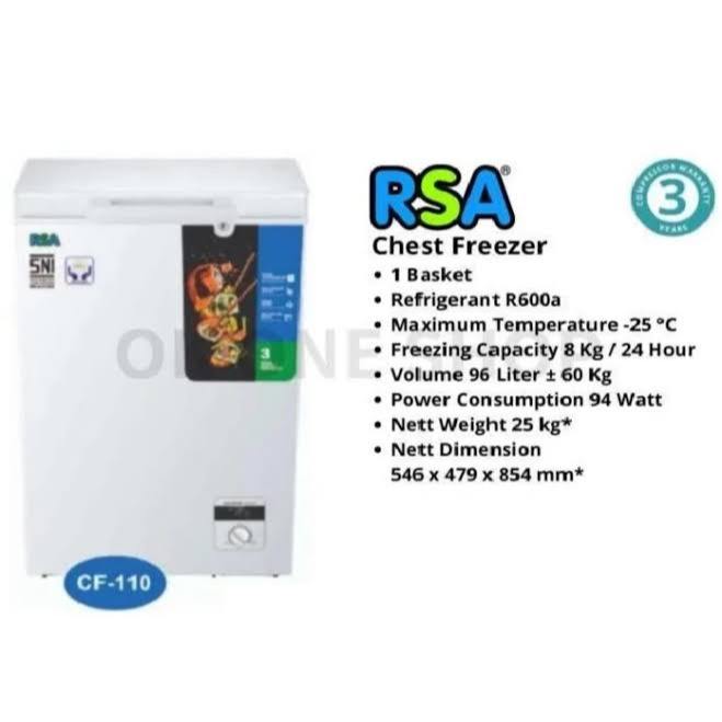Jual RSA Chest Freezer RSA CF 110 CF110 Pembeku 100 Liter Freezer Box ...