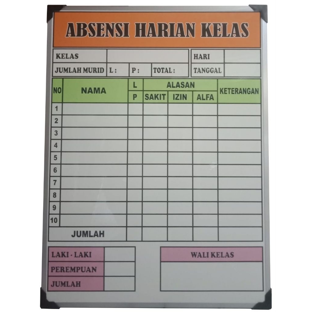 Jual PAPAN ABSENSI HARIAN KELAS CUSTOM | Shopee Indonesia