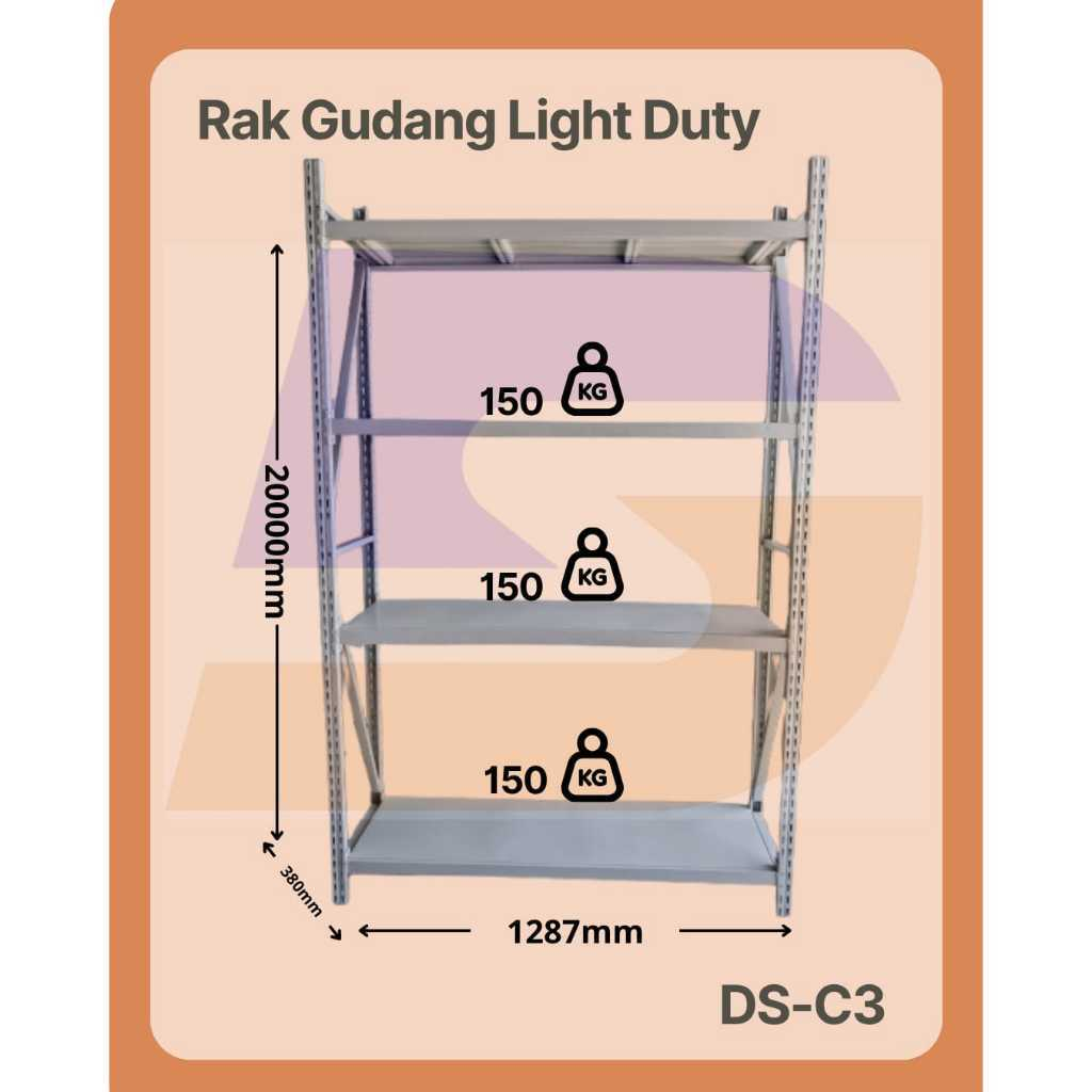 Jual RAK GUDANG TINGGI 2 METER DS C3 BEBAN 150 PER LEVEL RAK GUDANG ...