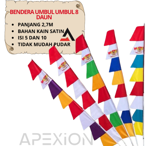 APEXION Bendera Umbul Umbul 17 Agustus Ukuran 2,7 Warna Warni