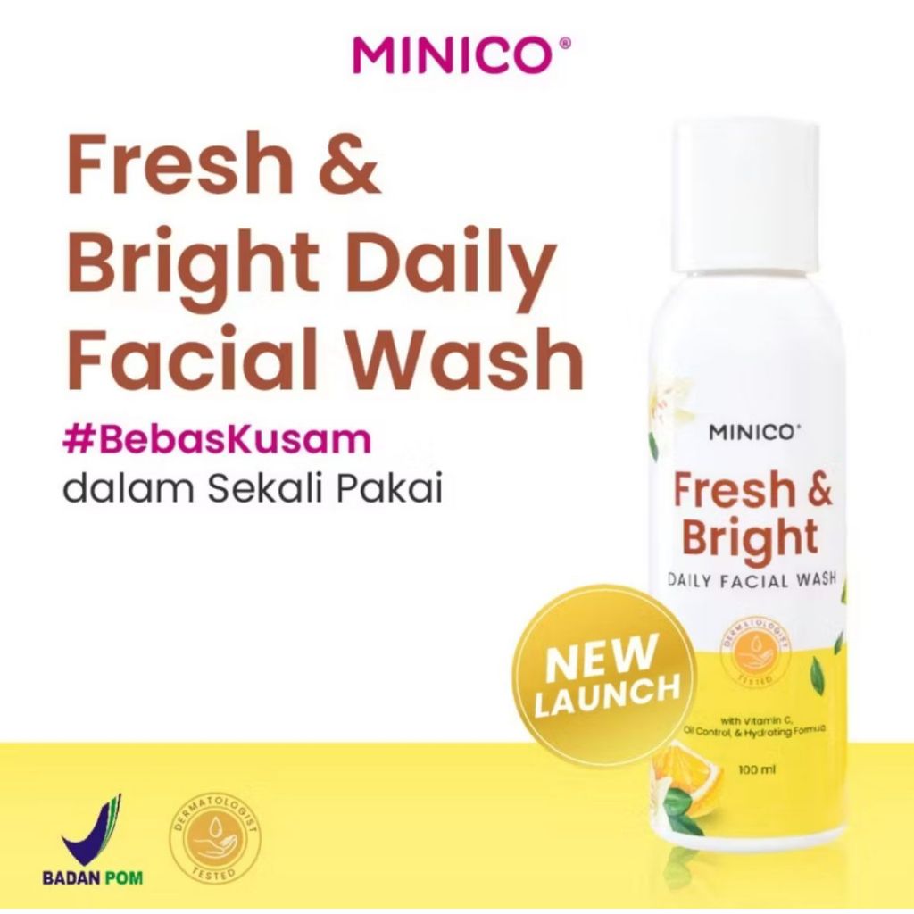 Jual MINICO FRESH & BRIGHT DAILY FACIAL WASH 100 ML | Shopee Indonesia