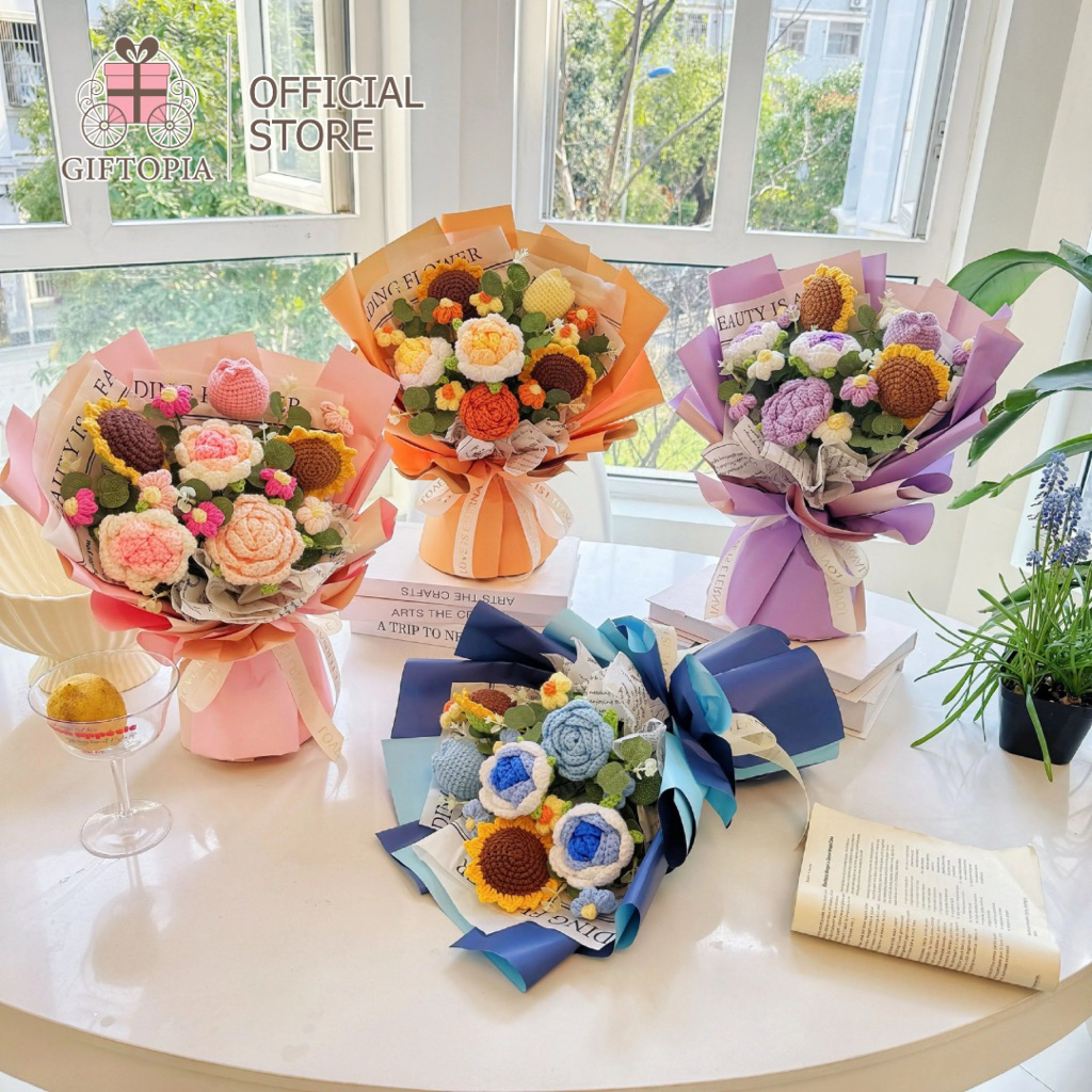 Jual GIFTOPIA READYSTOCK Buket Bunga Handmade Bouquet Crochet Flowers ...