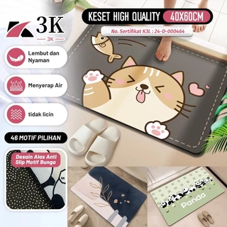 (3K Surabaya) Keset Kamar Mandi Dapur 40x60CM Polyester Anti Slip PREMIUM / Keset Pintu Kartun Lucu