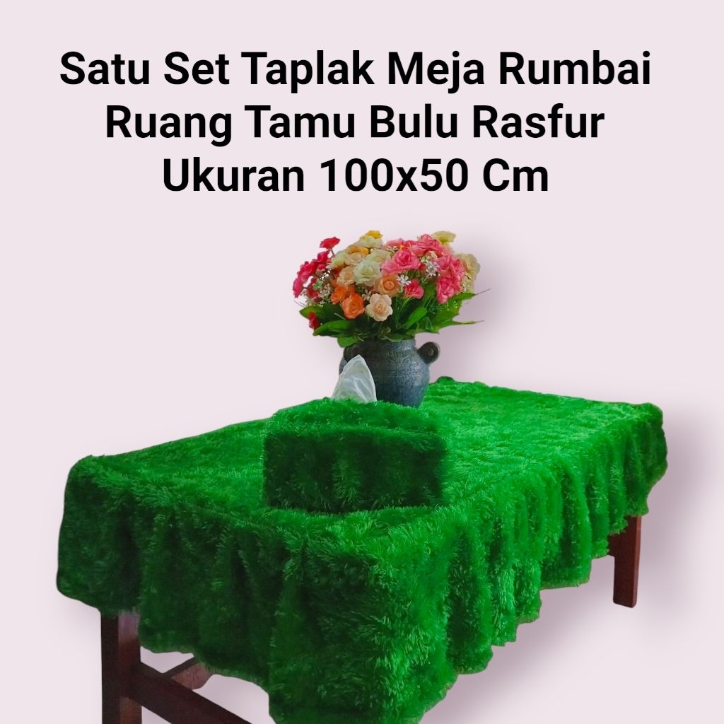 Jual Satu Set Taplak Meja Rumbai Kain Bulu Rasfur Ukuran 100x50 Cm ...