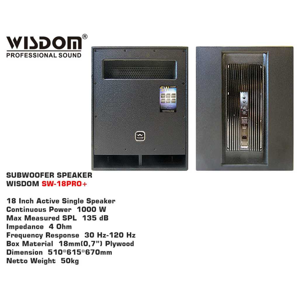Jual Subwoofer Wisdom SW18 PRO+ /SW 18 PRO+ original 18 inch 1000 watt ...