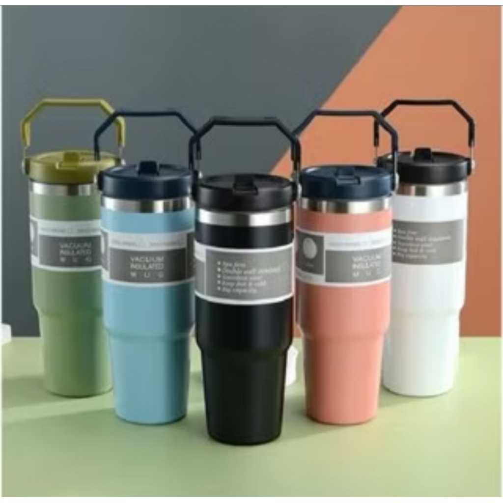 Tumbler Handle 1 Coffee Cup Termos Insulated Stainless Steel 900ml - foto 5