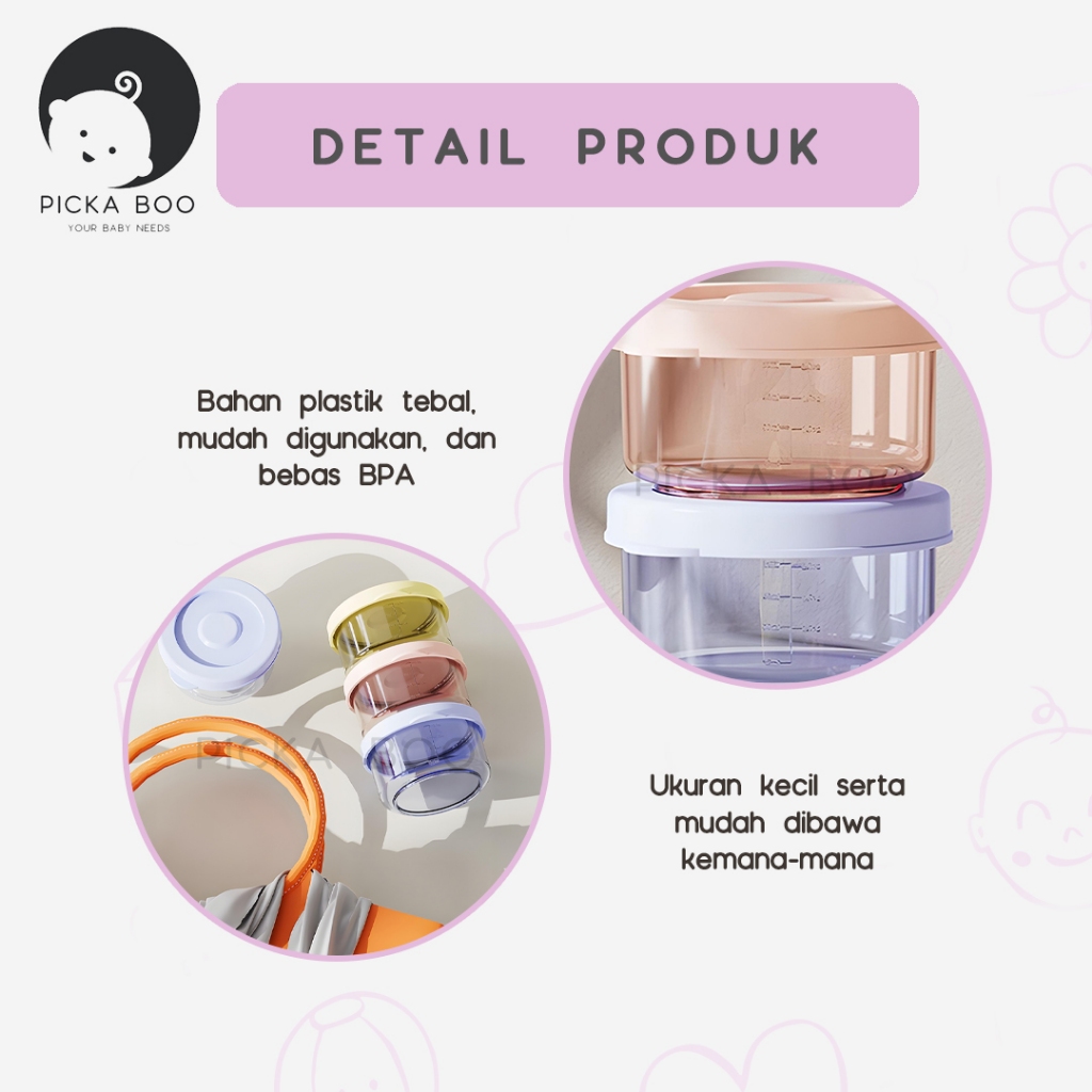 Jual PICKA BOO Wadah Mpasi Bulat 60 ml isi 6 - Food Container Mpasi dan ...