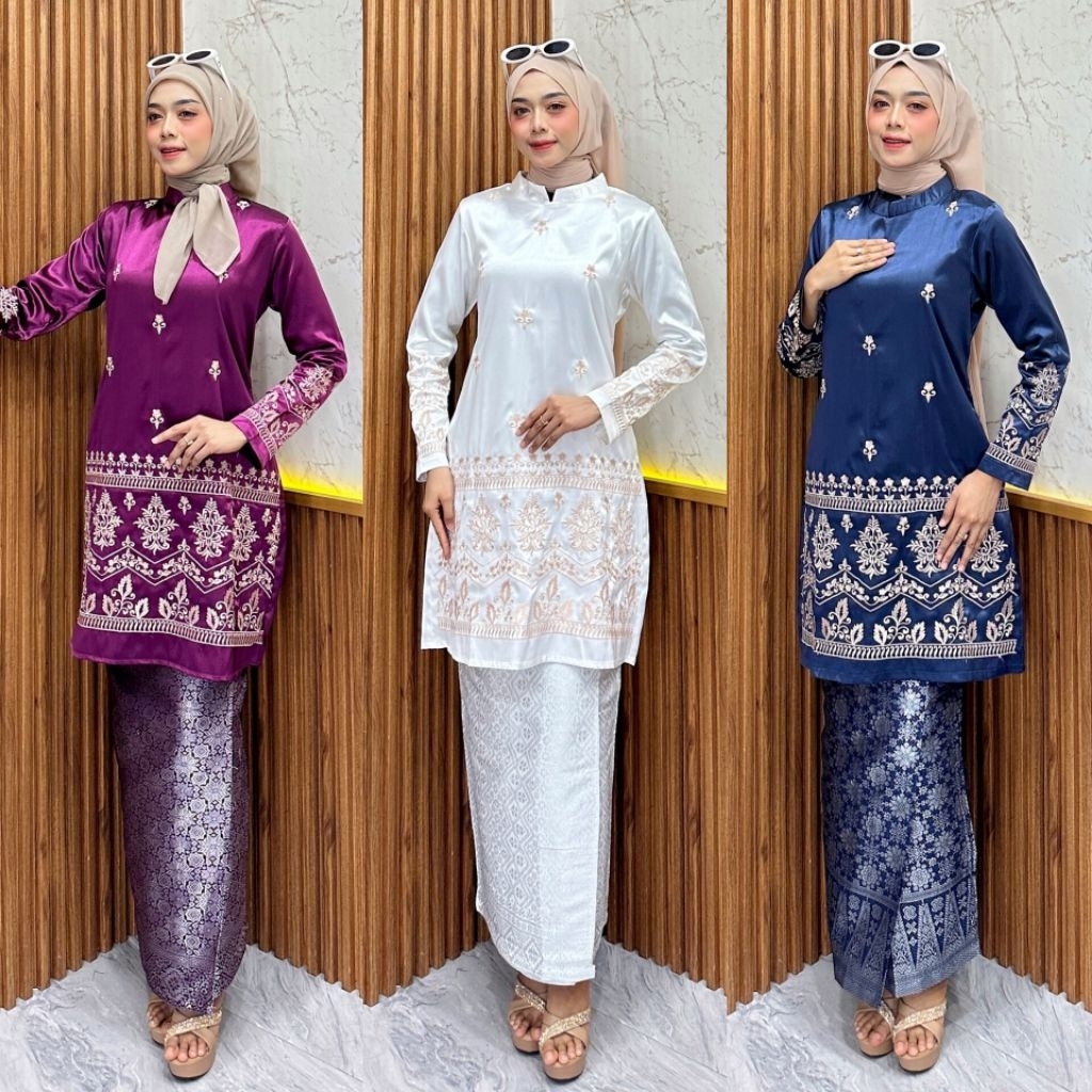 Jual Stelan Rok Songket Melayu Bordir Premium | Stelan Rok Mewah ...