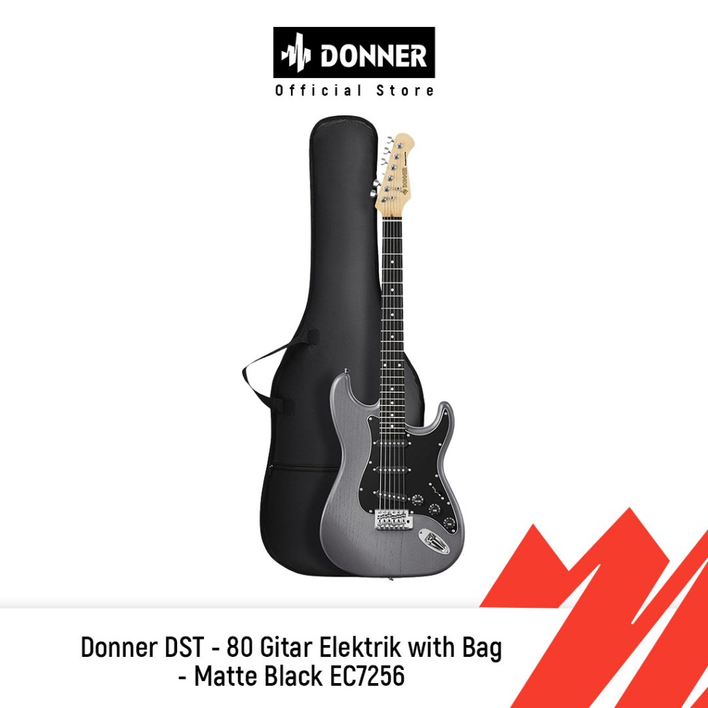 Donner DST - 80 Gitar Elektrik with Bag - Matte Black EC7256