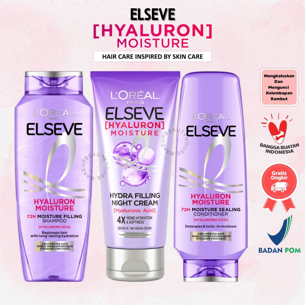 LOREAL PARIS ELSEVE Hyaluron Moisture Series - Night Cream 150ml | Shampoo | Conditioner 280ml