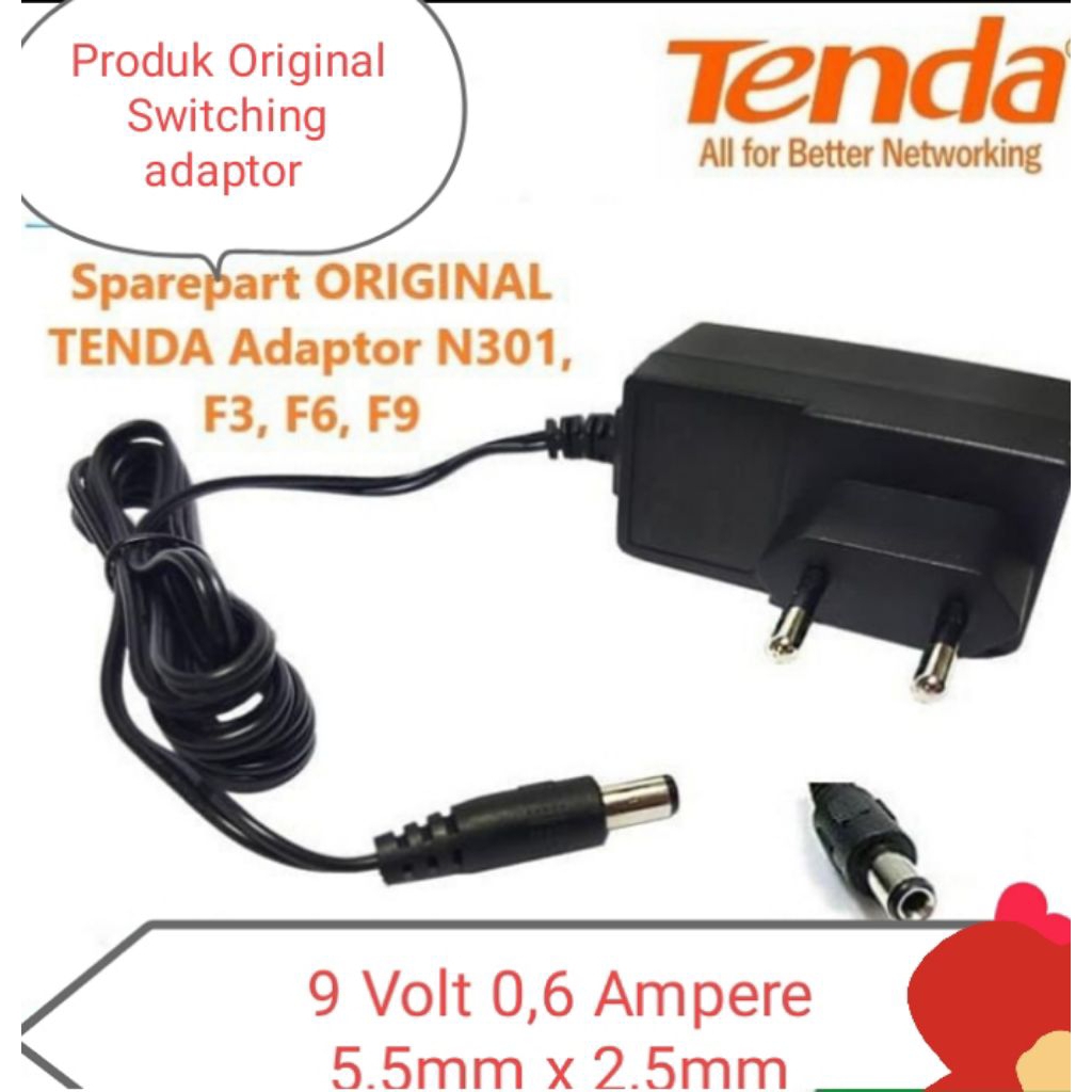 Jual Adaptor Original Router Copotan Tenda 9v0.6A | Shopee Indonesia
