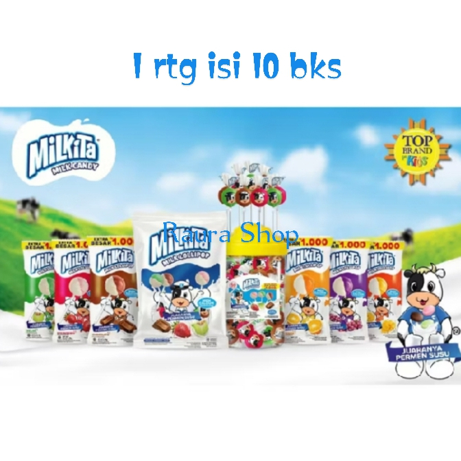 Jual Milkita Lollipop Renceng 10Pcs x 9gr Coklat Strawberry Melon ...
