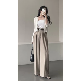 VIONA PANTS Loose Pants Wanita Jumbo Celana Kulot Highwaist Bahan Semiwoll Elegan