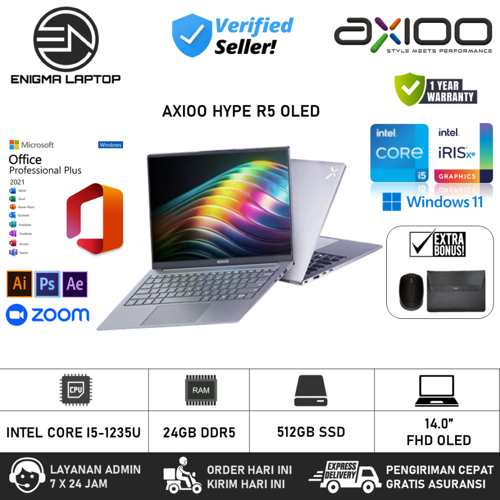 Jual Axioo Mybook Hype R5 OLED Intel I5 1235U RAM 24GB 1TB SSD 14 Inch ...