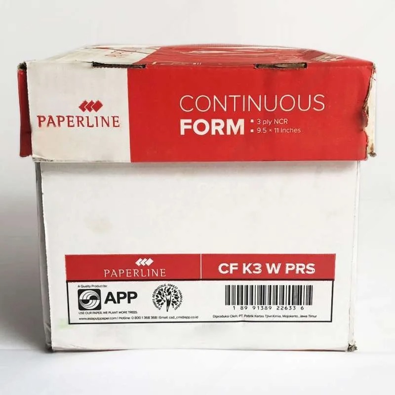 Jual KERTAS CONTINUOUS FORM PAPERLINE 9.5 X 11 3 PLY FULL BAGI 2 PRS ...