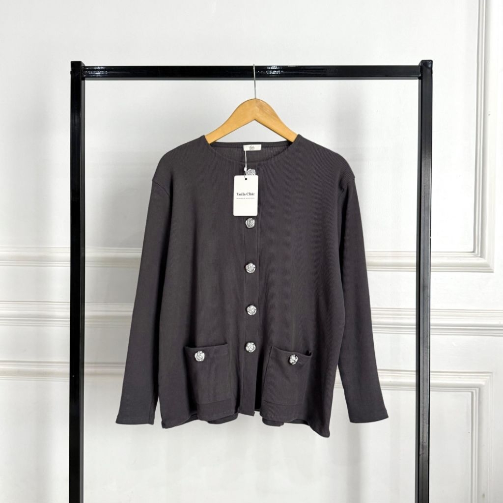Jual Voila Chic - Gia Knit Top pocket - Baju Rajut Premium Oversize Ada ...