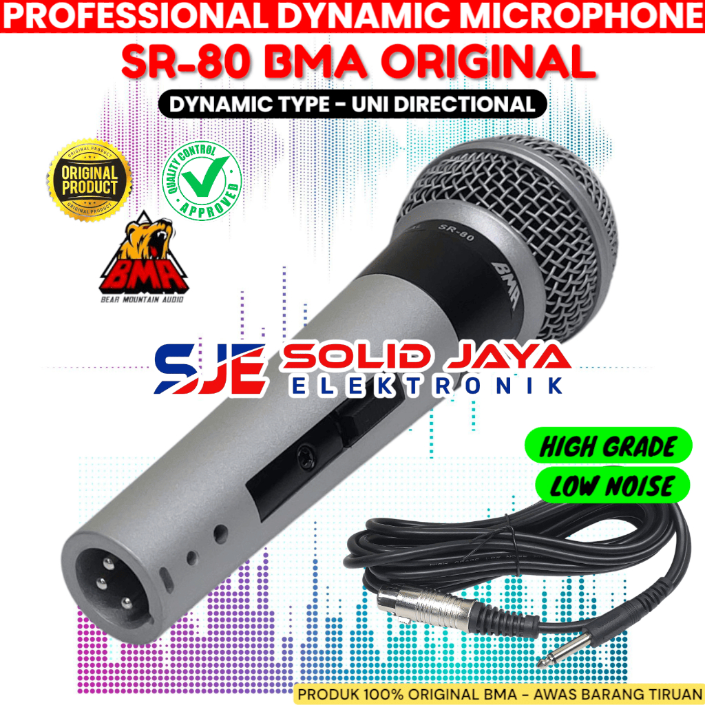Jual MIC MICROPHONE BMA SR-80 DYNAMIC KABEL SR80 SR 80 VOCAL VOKAL ...