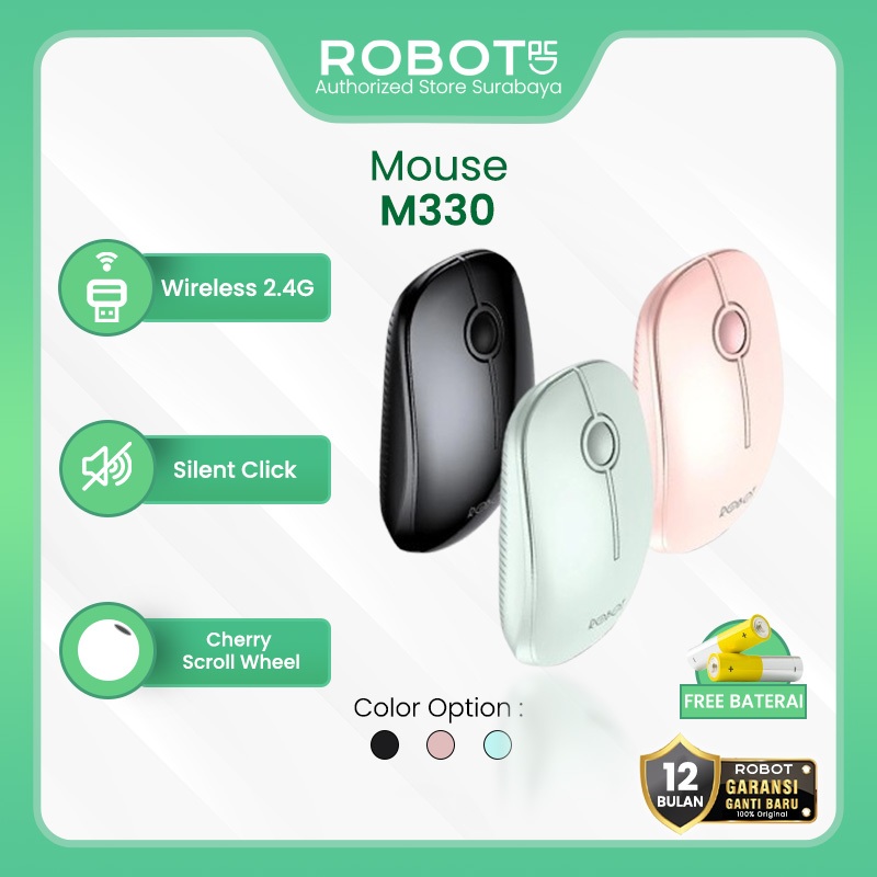 Jual ROBOT Mouse Wireless Mouse Laptop Komputer M330 2.4GHz Silent ...