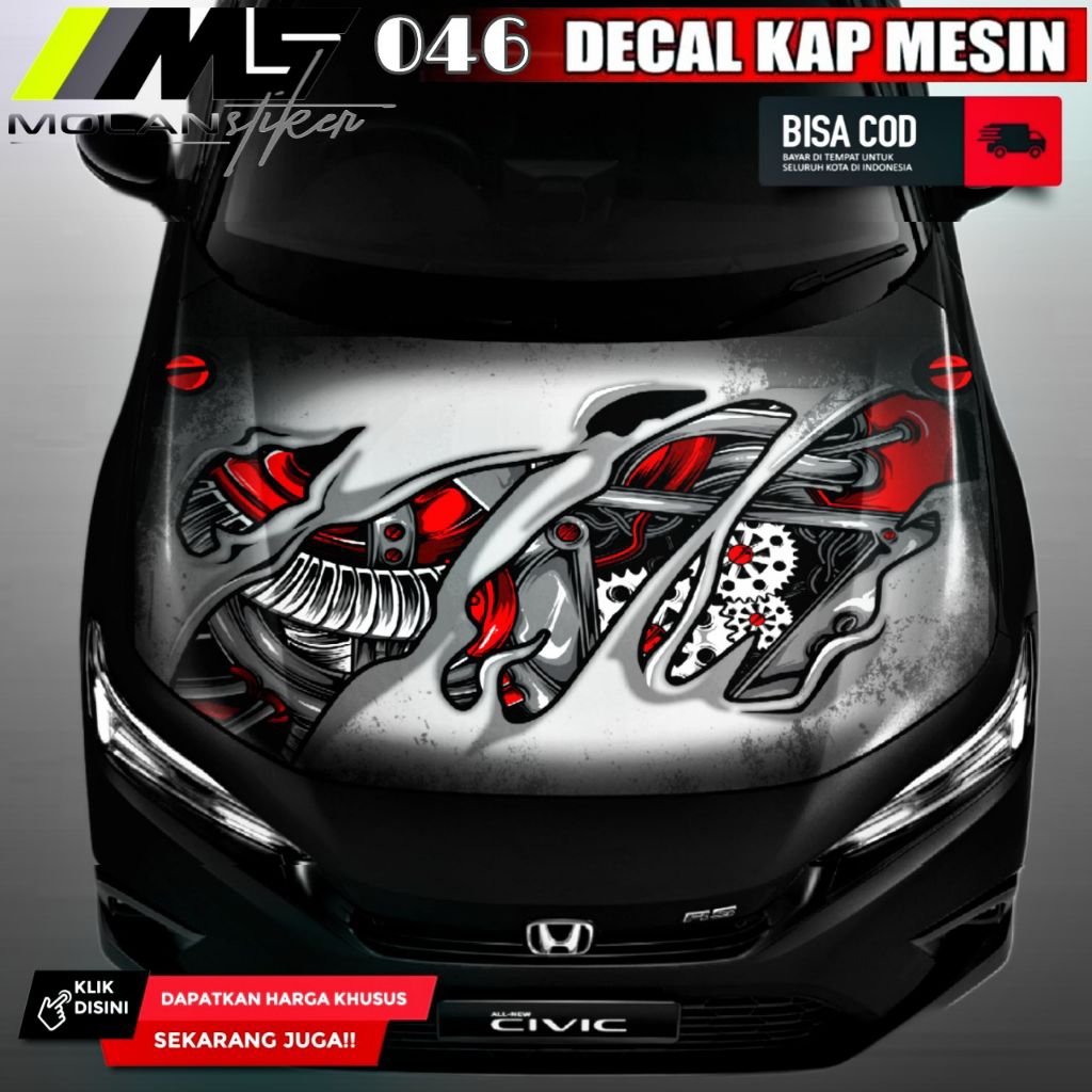Jual Decal Sticker Striping Variasi Kap Mesin Mobil Decal Kap Mesin ...