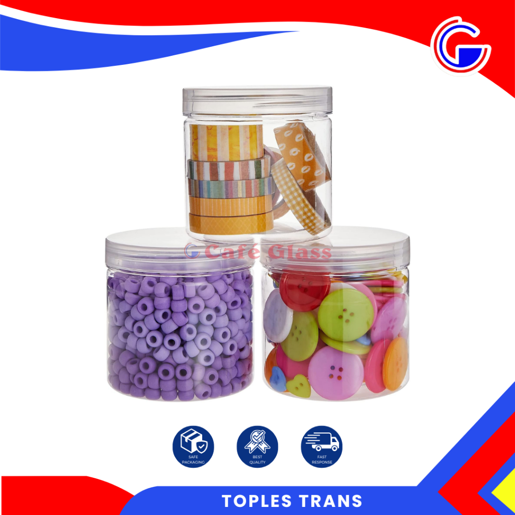 Toples Trans Bening I Toples Plastik Bulat I Tempat Kue Permen Manik I Packaging Hampers Craft