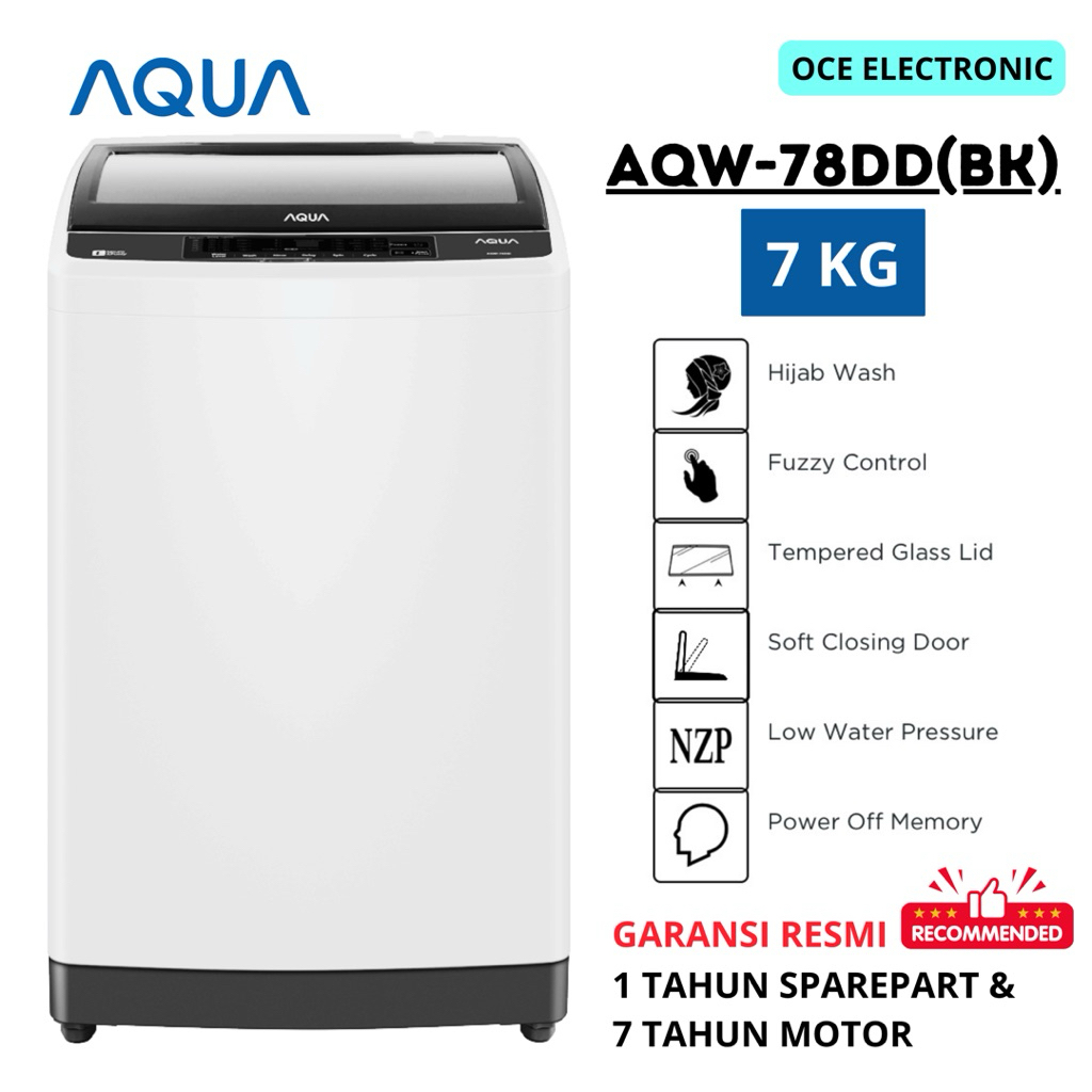Jual MESIN CUCI TOP LOADING AQUA AQW-78DD(BK) 7 KG [GARANSI RESMI ...