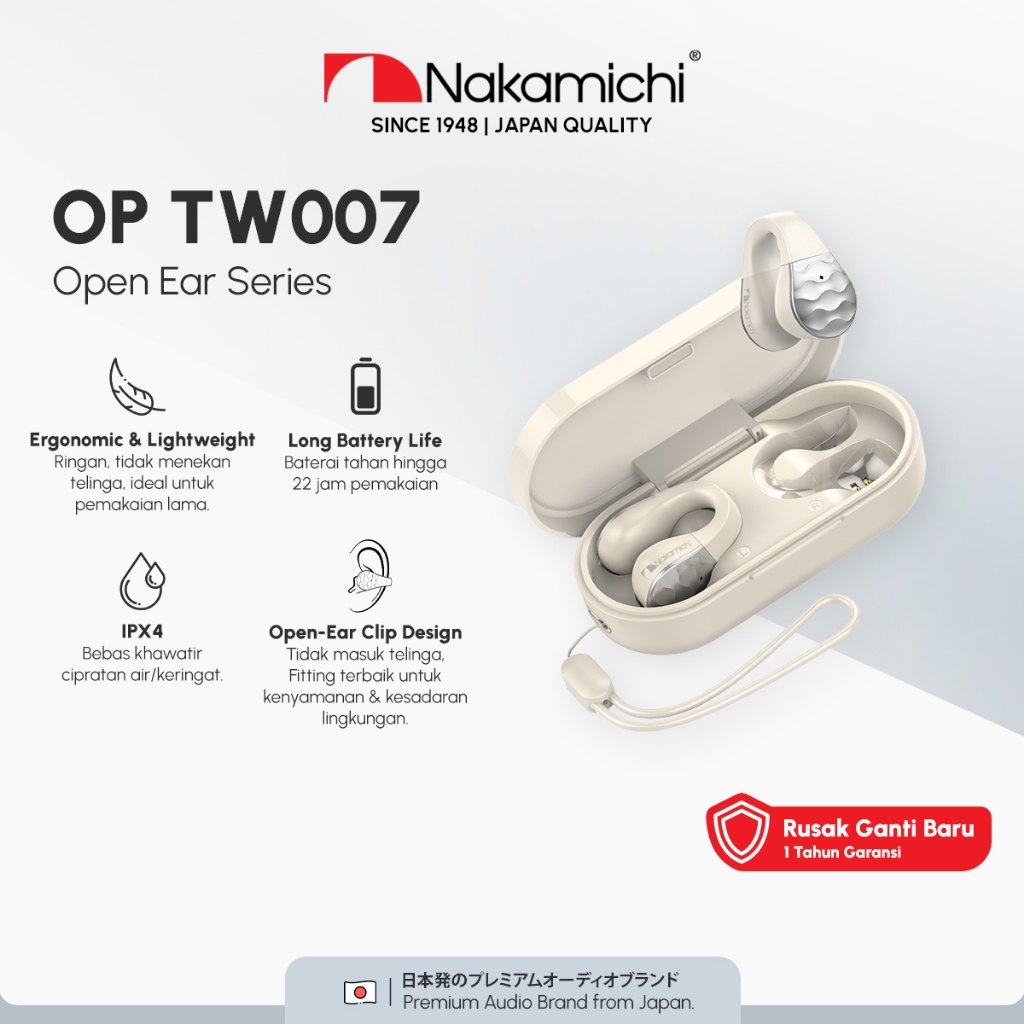 Jual Nakamichi OP-TW007 Open Ear Clip True Wireless Bluetooth