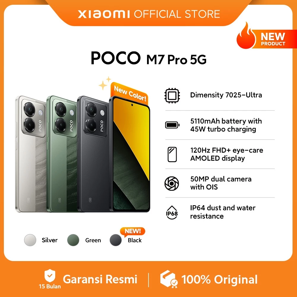 POCO M7 Pro 5G tampak depan layar AMOLED 6.67 inci