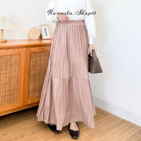 Aileen Pleated Skirt BB Premium Rok Panjang Wanita Maxi Plisket Bb Fit To Xxl