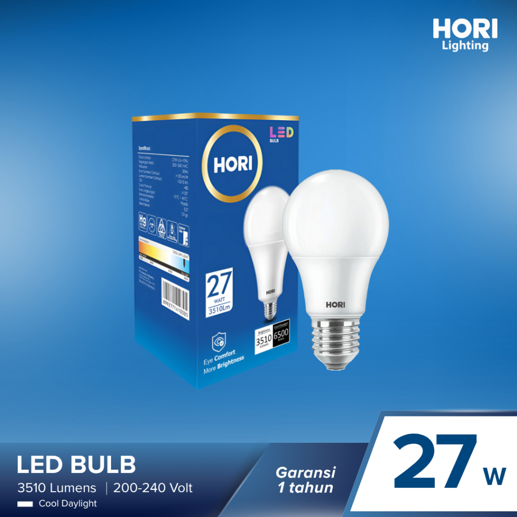 Jual HORI Lampu LED Bulb Bohlam 27 Watt - Putih | LED Putih Terang ...