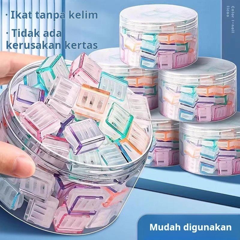 Jual 50PC Folder klip dorong warna alat tulis uji tetap stapler kertas ...