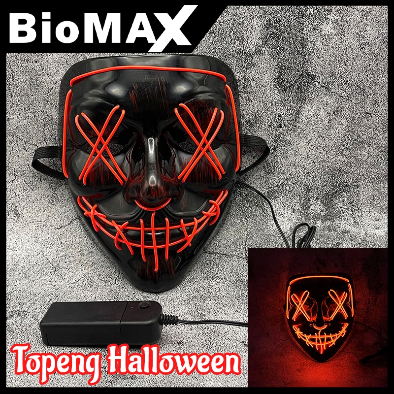 Jual Topeng LED Skull Mask/Topeng hacker halloween tengkorak nyala ...