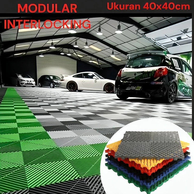 Modular Floor Lantai Bengkel Alas Garasi Garage Mobil Motor / Tatakan Cuci Car Wash Event Kamar Mandi Kolam Renang Ruangan Licin Terlaris