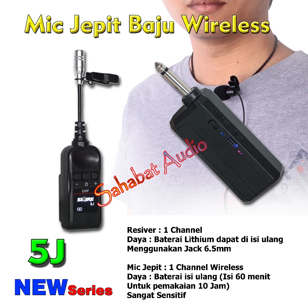 Jual Wireless Mic 5J / Microphone Wireless Jepit Baju 5J / Mic Jepit 5J ...