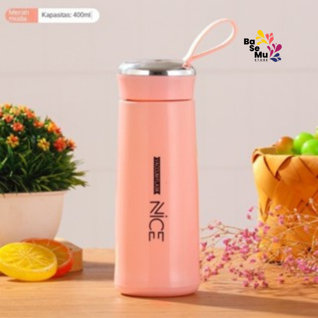 Jual Botol Minum Kaca 400ml NICE Desain Slim | Tahan Panas & Dingin ...