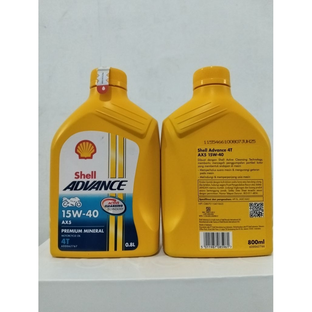 Jual Oli Motor Shell advance AX5 15W-40 isi800ml | Shopee Indonesia