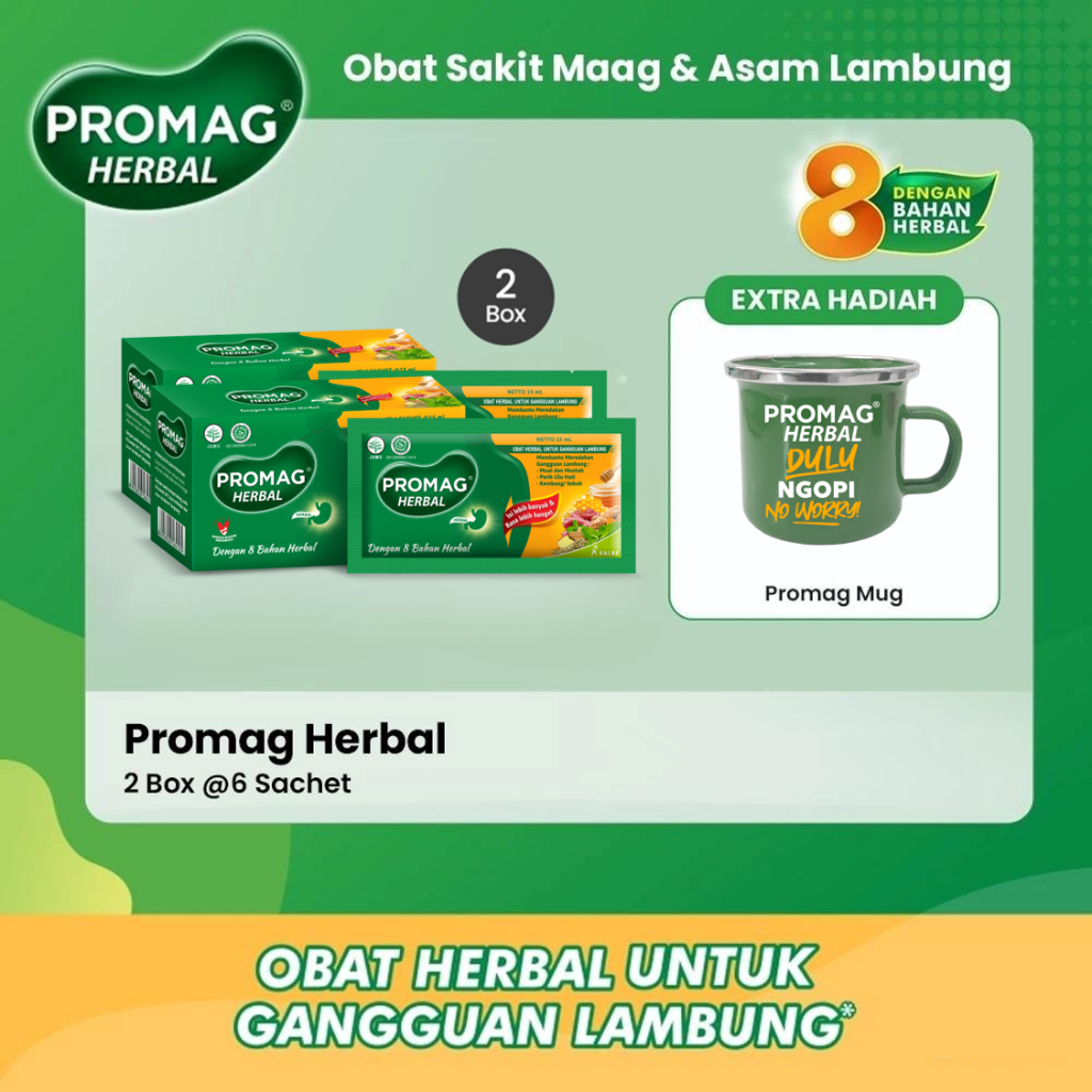 Jual Promag Herbal Untuk Gangguan Lambung Box isi 6 sachet [2 Box ...