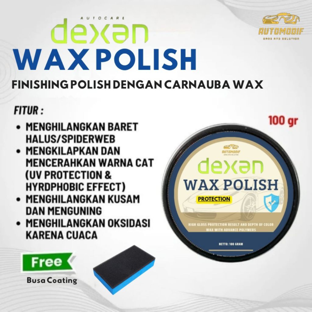 Jual Dexan Wax Polish Penghilang Baret halus pada body kendaraan 50gr ...