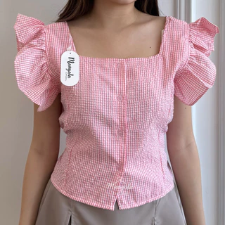 Mangala Dale Blouse Wanita Korea Ruffle Crop Top