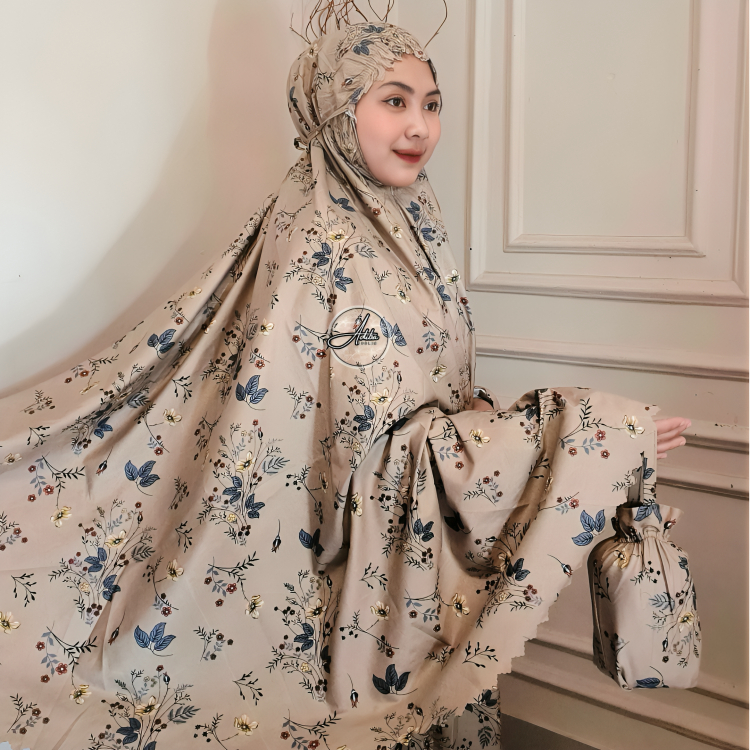 Adiba | Mukena Traveling Mini Pouch Motif Terbaru Resleting Dagu Katun Premium
