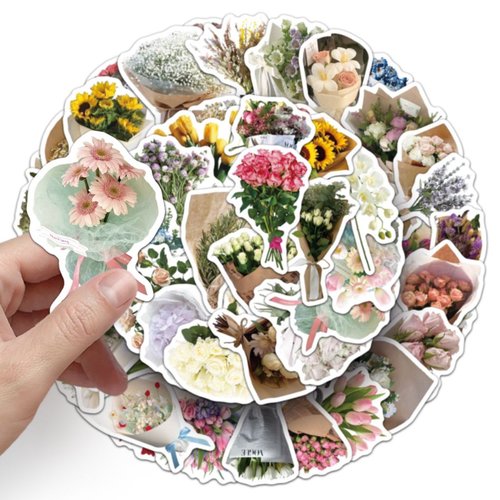 Jual [50 Pcs] DECO STICKER | STICKER DIY | JURNAL AESTHETIC flower ...