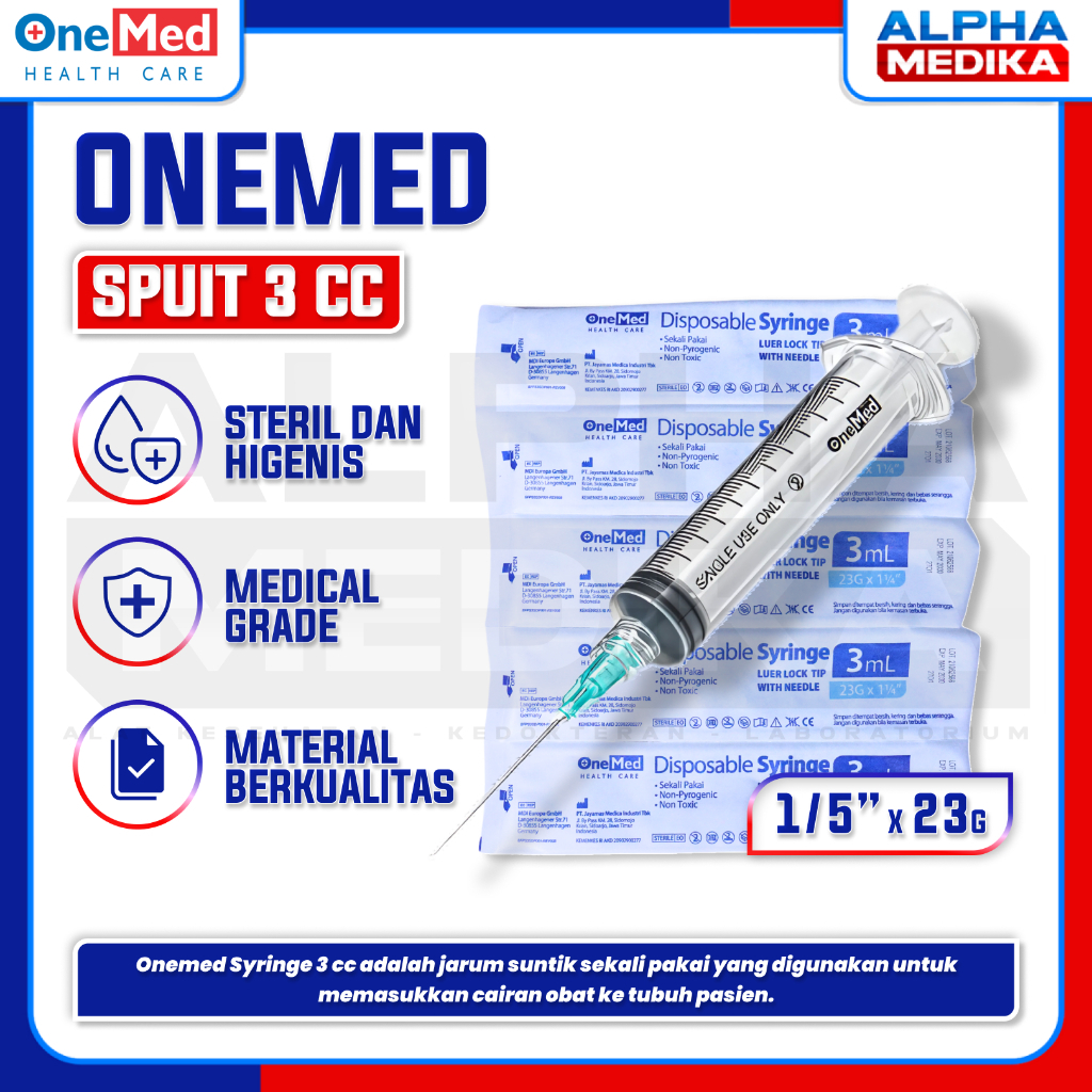 Jual ONEMED - Spuit 3cc Onemed PCS / Syringe 3cc Onemed/ Alat Suntik ...