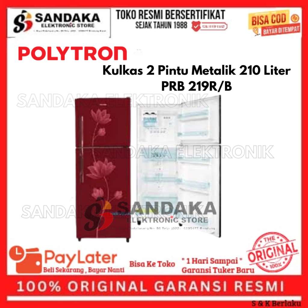 Jual KULKAS 2 PINTU 210 LITER POLYTRON PRB 219B/R LOW WATT | Shopee ...