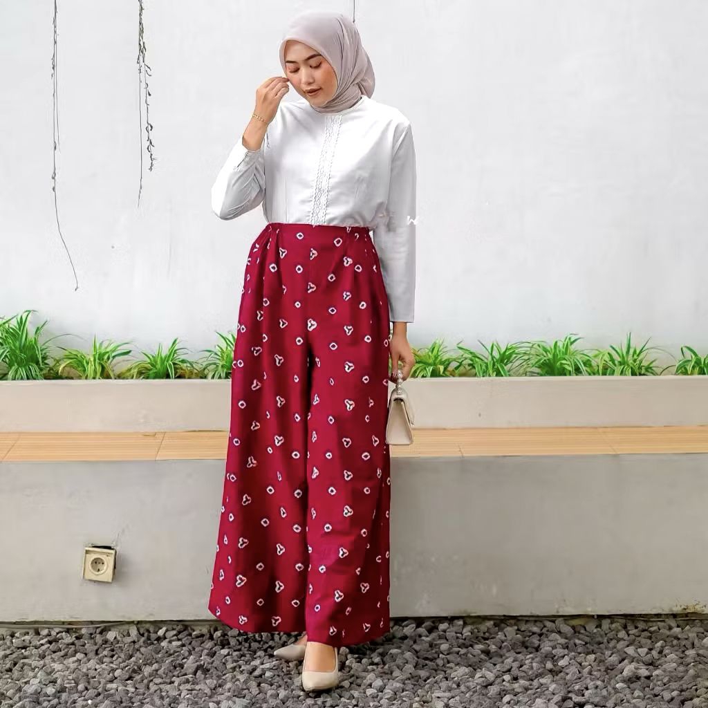 Jual CELANA KULOT PALAZZO BATIK MERAH PUTIH TEMA KEMERDEKAAN | Shopee ...