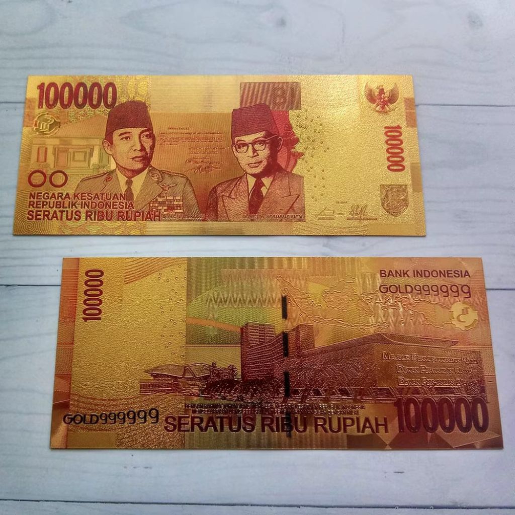 Jual Souvenir Uang 100 Ribu Gold Foil Indonesia | Replika Koleksi Bung ...