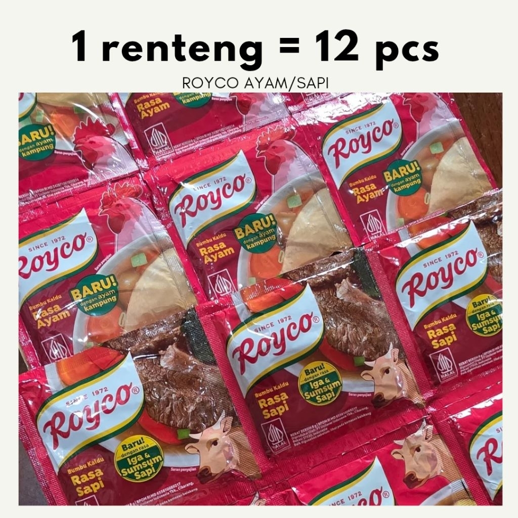 Jual (1RENTENG=12PCS) ROYCO RENTENG AYAM/SAPI | Shopee Indonesia